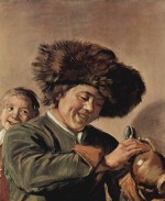 Frans Hals  - Bilder Gemälde - Zwei lachende junge Männer, einer mit Bierkrug