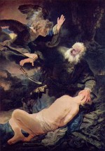 Rembrandt - Bilder Gemälde - Der Engel verhindet die Opferung Isaaks