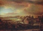 Rembrandt  - Peintures - Paysage avec calèche