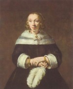 Rembrandt  - Bilder Gemälde - Portrait einer Dame mit Straußenfeder