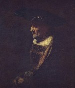 Rembrandt  - paintings - Portrait eines Mannes mit Perlen am Hut