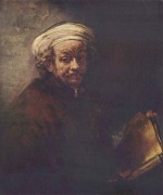 Rembrandt  - Bilder Gemälde - Selbstportrait als Apostel Paulus