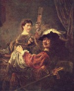 Rembrandt  - Peintures - Autoportrait de l'artiste avec sa jeune épouse Saskia