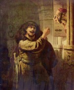 Rembrandt  - paintings - Simson bedroht seinen Schwiegervater