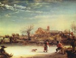 Rembrandt  - Peintures - Paysage d'hiver