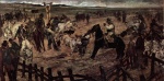 Giovanni Fattori  - paintings - Markierung der jungen Stiere in Maremma