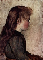 Giovanni Fattori  - Bilder Gemälde - Portrait eines Bauernmädchens im Profil