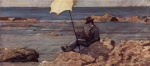 Giovanni Fattori  - Peintures - L´artiste Silvestro Lega peignant à Riva Al Mare