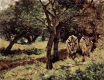 Giovanni Fattori  - Bilder Gemälde - Zwei Ochsen im Olivenhain