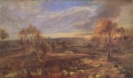 Peter Paul Rubens - Bilder Gemälde - Abendliche Landschaft mit Schäfer und Herde