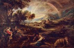 Pierre Paul Rubens  - Peintures - Paysage avec arc en ciel