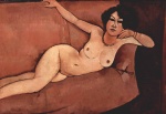 Amadeo Modigliani - Bilder Gemälde - Akt auf Sofa (Almaiisa)
