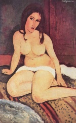 Amadeo Modigliani  - Bilder Gemälde - Sitzender Akt
