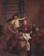 Pietro Longhi - Peintures - Le tirage au sort des chasseurs