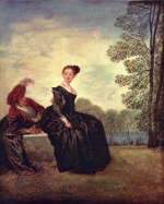 Jean Antoine Watteau - Bilder Gemälde - Die Schmollende