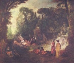 Jean Antoine Watteau - Bilder Gemälde - Fest im Park