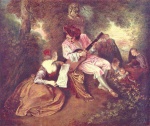 Jean Antoine Watteau - Bilder Gemälde - La Gamme de Amour