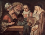 Jean Antoine Watteau  - Bilder Gemälde - Maskerade (Die Rückkehr vom Ball)