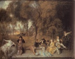 Jean Antoine Watteau  - Bilder Gemälde - Reunion en plein air