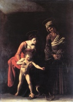Michelangelo Caravaggio - Bilder Gemälde - Madonna with Serpant