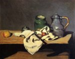 Paul Cezanne  - Bilder Gemälde - Stillleben mit grünem Gefäß und Zinnkessel