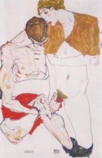 Egon Schiele - Peintures - Amoureux