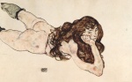 Egon Schiele  - Bilder Gemälde - Liegender Weiblicher Akt