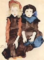 Egon Schiele  - Bilder Gemälde - Mädchen