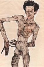 Egon Schiele  - Bilder Gemälde - Männlicher Akt (Selbstportrait)