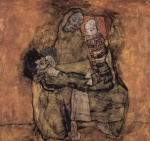 Egon Schiele  - Bilder Gemälde - Mutter mit zwei Kindern