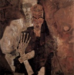 Egon Schiele  - Bilder Gemälde - Selbstseher oder Tod und Mann