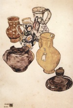 Egon Schiele  - Bilder Gemälde - Steingutgeschirr