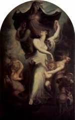 Johann Heinrich Füssli - Bilder Gemälde - Euphrosyne vor der Phantasie und der Temperanti (Mäßigkeit)