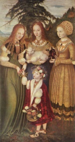 Lucas Cranach  - paintings - Die Heiligen (Dorothea, Agnes und Kunigunde)