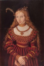 Lucas Cranach  - paintings - Portrait der Prinzessin Sibylle von Cleve als Braut