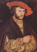 Lucas Cranach  - Bilder Gemälde - Portrait eines jungen Mannes mit Barett