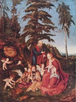 Lucas Cranach  - Bilder Gemälde - Ruhe auf der Flucht