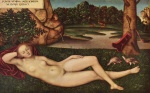 Lucas Cranach  - Bilder Gemälde - Ruhende Quellnymphe