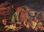 Eugene Delacroix - Bilder Gemälde - Dante und Vergil in der Hölle (Die Dante Barke)