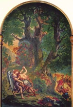 Eugene Delacroix - Bilder Gemälde - Jakons Kampf mit dem Engel