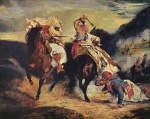 Eugene Delacroix - Bilder Gemälde - Kampf des Giaur mit dem Pascha