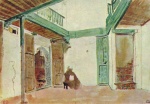 Eugene Delacroix - Peintures - Cour marocaine
