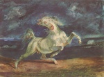Eugene Delacroix  - Bilder Gemälde - Vor dem Blitz scheuendes Pferd