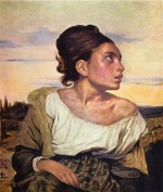 Eugene Delacroix  - Bilder Gemälde - Waisenkind auf dem Friedhof