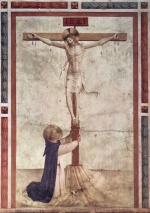 Fra Angelico - Bilder Gemälde - Heiliger Domenikus am Kreuze Christi