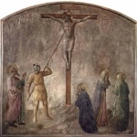 Fra Angelico - Bilder Gemälde - Kreuzigung mit Lanzenstich des Schächers Longinus