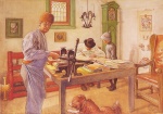 Carl Larsson - Peintures - L´atelier dans la cabane de Falun