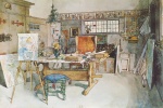 Carl Larsson - Bilder Gemälde - Die eine Hälfte des Ateliers