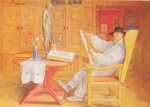 Carl Larsson - Peintures - Autoportrait dans l´atelier 