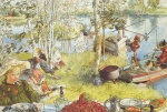 Carl Larsson  - Bilder Gemälde - Eröffnung der Krebsfang Saison